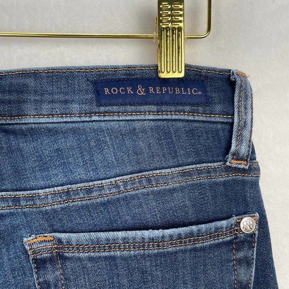 Rock & Republic Berlin Stretch Jeans Skinny Low Rise‎ Dark Wash Denim Size 10 - Picture 9 of 12